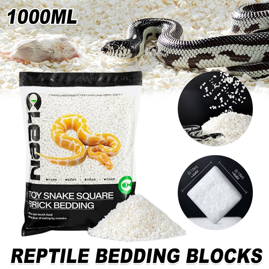 Reptile Bedding Blocks 1000 ml Substrate for Snakes, Absorbent Low Dust Tank Liner
