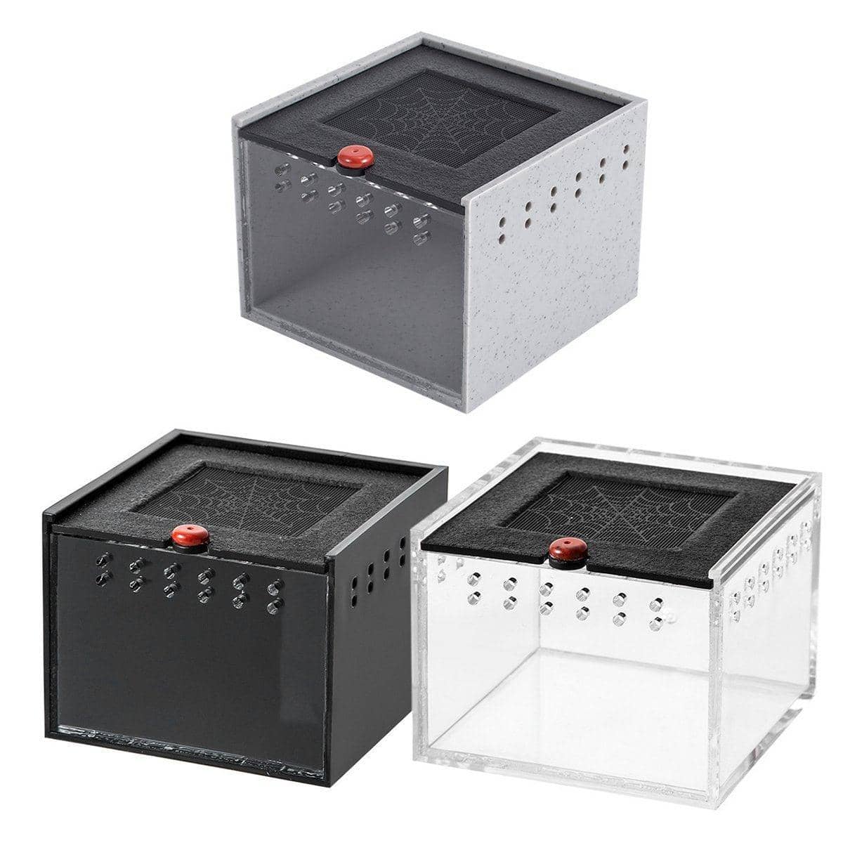Reptile Climbing Pet Enclosure, Spider and Lizard Breeding Terrarium Box - Black - view 3