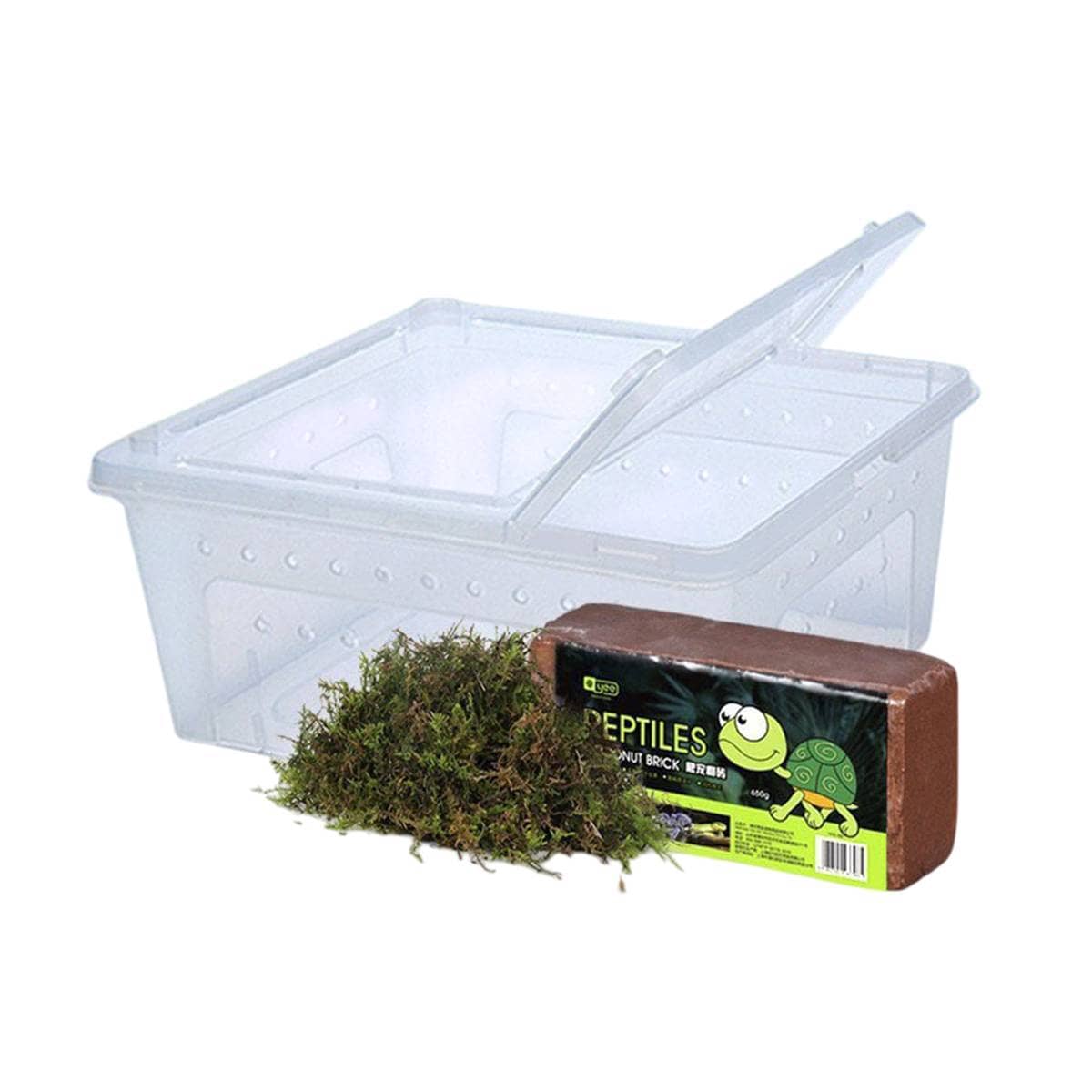 Reptile Hibernation Kit with Feeding Box, Coconut Brick and Moss - view 2
