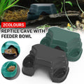 Reptile Hide Cave with Food and Water Basins - Dark Green - view 2
