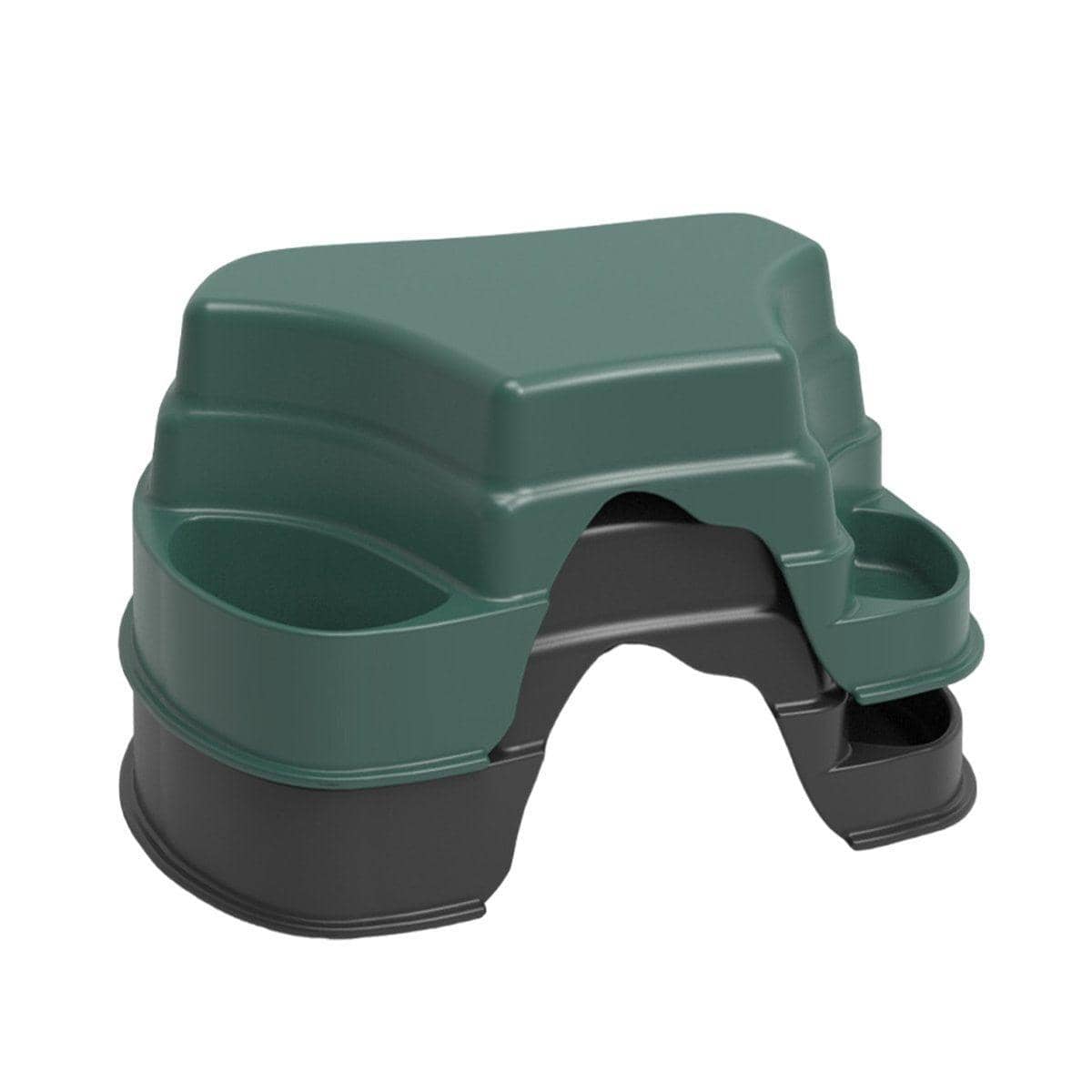 Reptile Hide Cave with Food and Water Basins - Dark Green - view 3