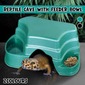Reptile Hide Cave with Food and Water Basins - Dark Green - view 4