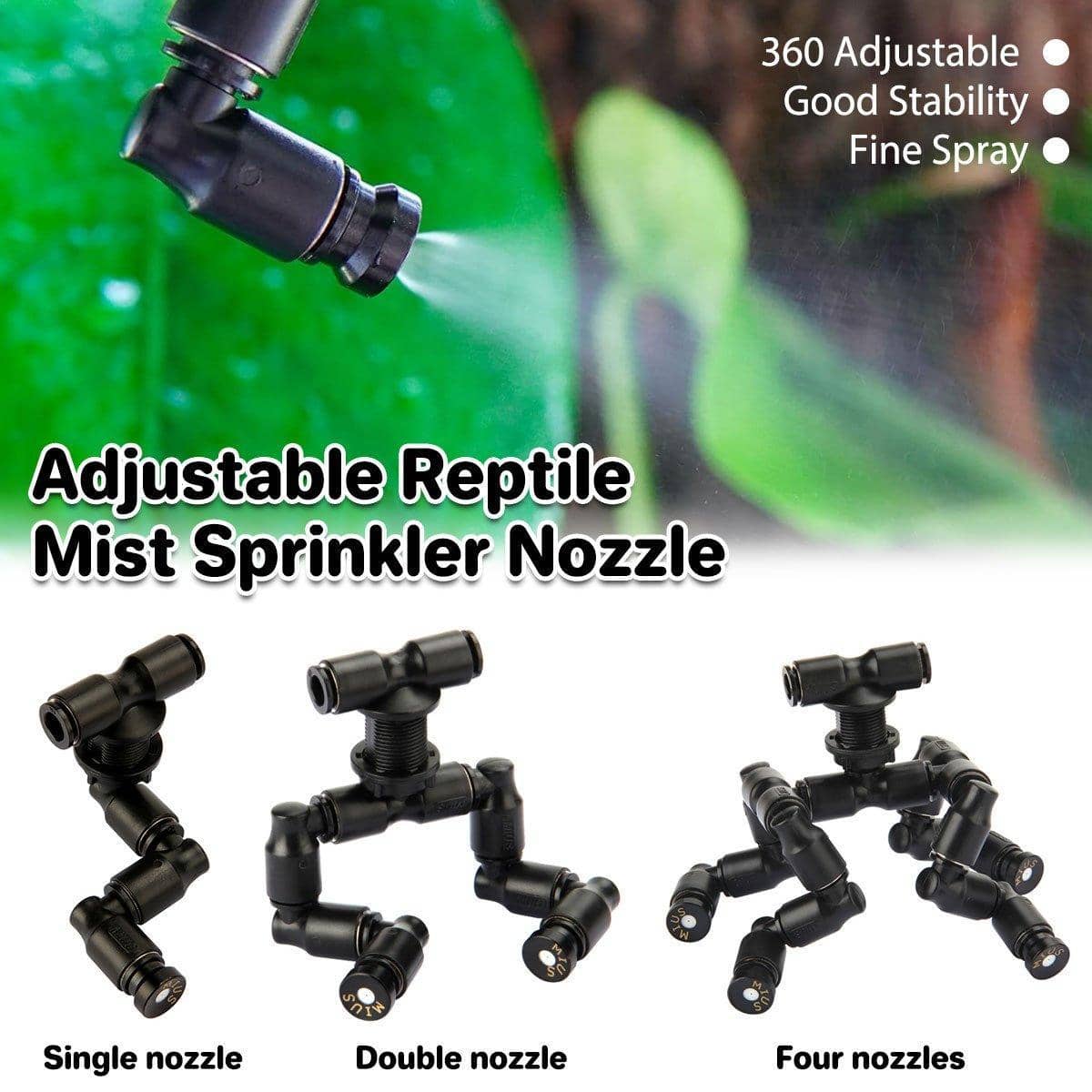 Reptile Tank Misting Nozzle System - Four Adjustable Nozzles - view 2