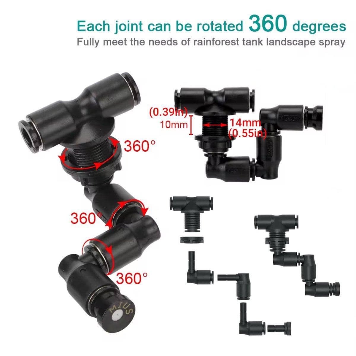 Reptile Tank Misting Nozzle System - Four Adjustable Nozzles - view 4