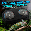 Reptile Tank Thermometer and Hygrometer, Dual Dial Gauge - Black