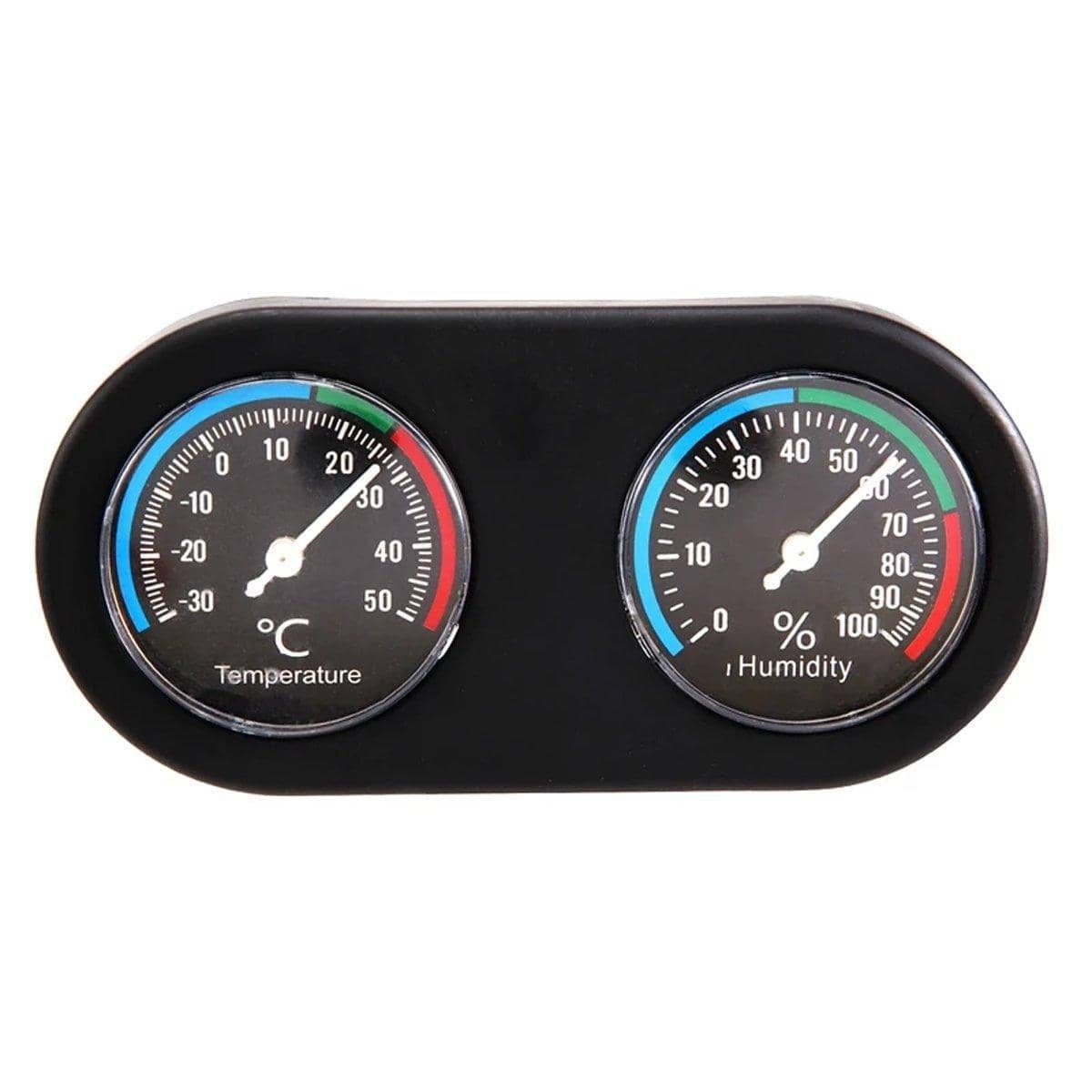 Reptile Tank Thermometer and Hygrometer, Dual Dial Gauge - Black - view 2