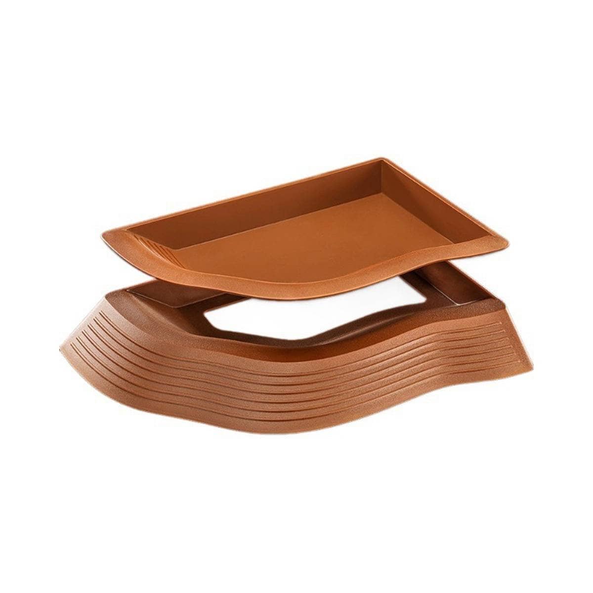 Reptile Water Feeding Dish with Double Climbing Ramps for Terrarium, Brown - view 2