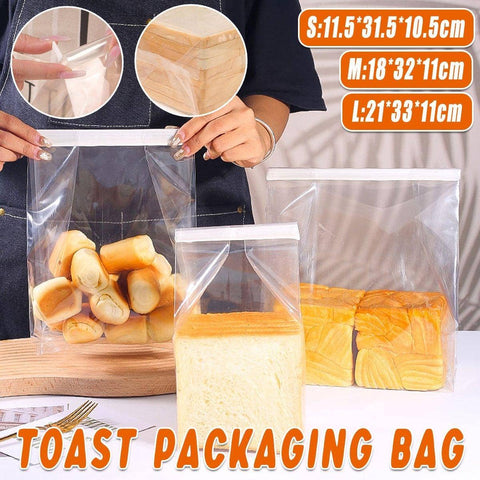 Resealable Clear Bread Toast Bags, Pack of 50 - Small (11.5 x 31.5 x 10.5 cm) - view 2