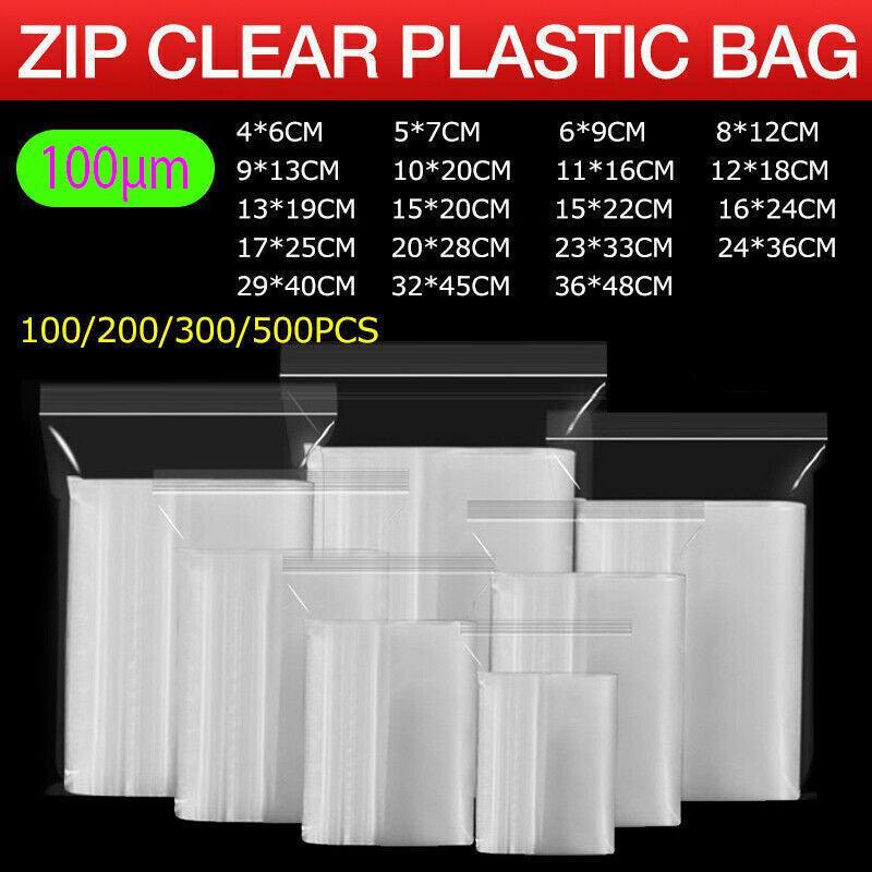 Resealable Clear Plastic Zip Bags - 16 x 24 cm, Pack of 100 - view 2