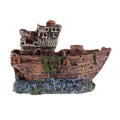 Resin Aquarium Boat Ornament - Brown Wrecked Boat with Blue Base (BB Boat)