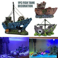 Resin Aquarium Boat Ornament - Brown Wrecked Boat with Blue Base (BB Boat) - view 2
