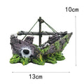 Resin Aquarium Boat Ornament - Brown Wrecked Boat with Blue Base (BB Boat) - view 4