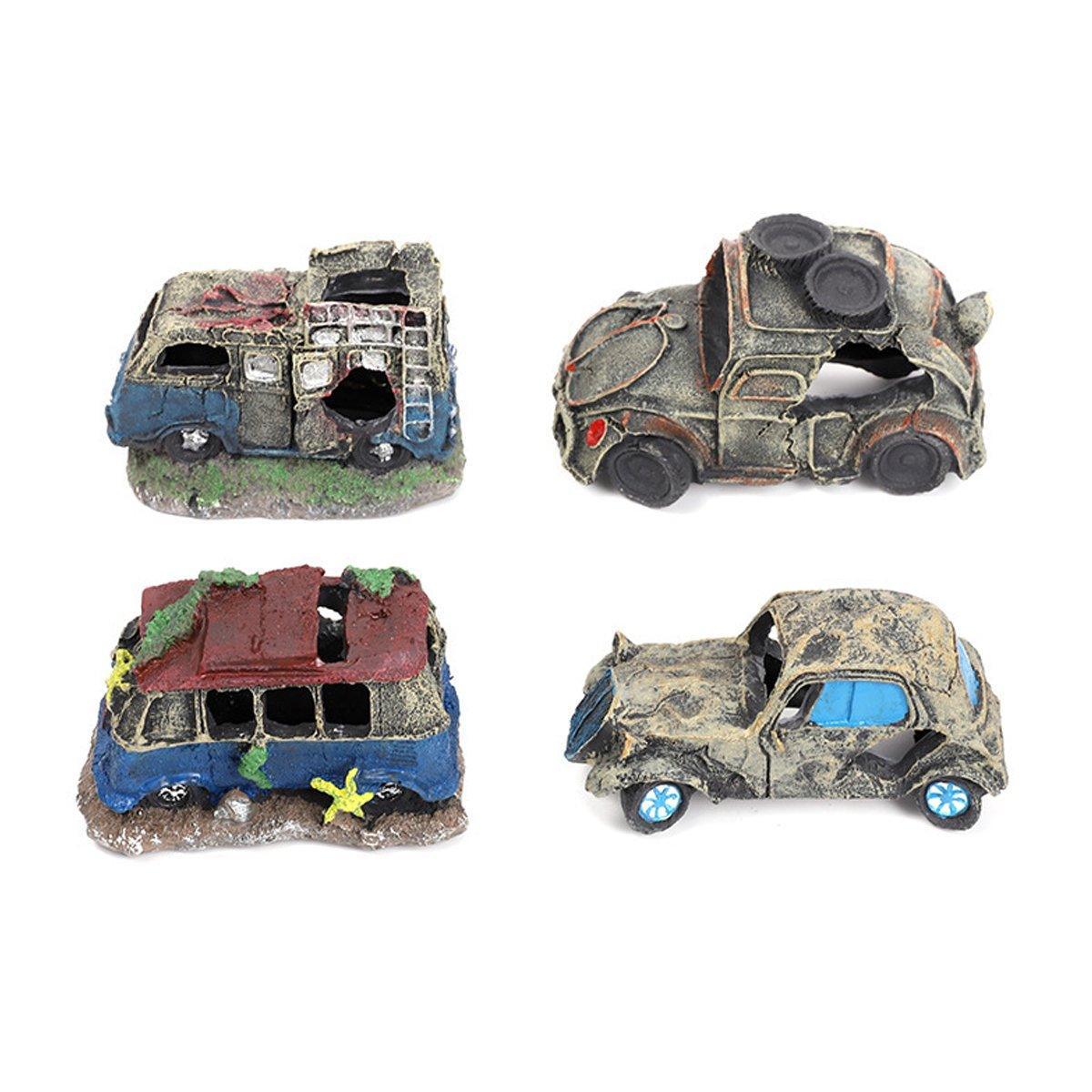 Resin Aquarium Car Wreck Decoration - Old Bus, 12.5 x 7.5 x 8 cm - view 3