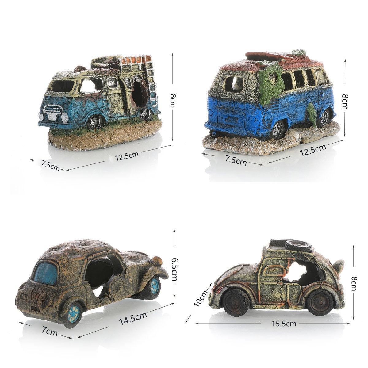 Resin Aquarium Car Wreck Decoration - Old Bus, 12.5 x 7.5 x 8 cm - view 4