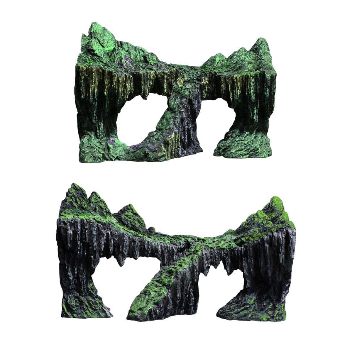 Resin Aquarium Rock Bridge Ornament with Moss Accents - Suits 30 cm Tanks - view 3