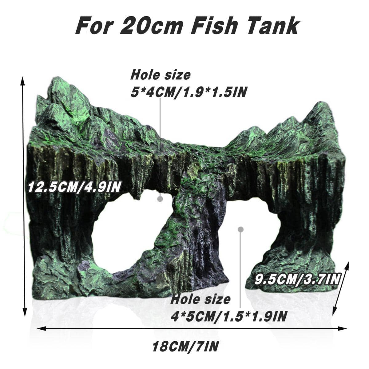 Resin Aquarium Rock Bridge Ornament with Moss Accents - Suits 30 cm Tanks - view 4