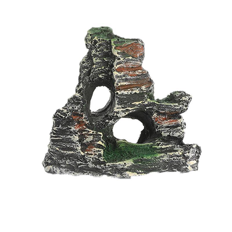Resin Aquarium Rock Cave Ornament - Twin Cave Peak, 10 x 5 x 9.5 cm