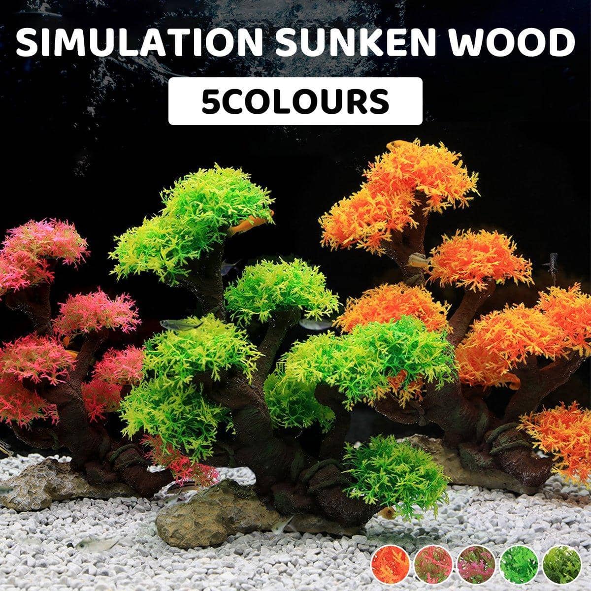 Resin Aquarium Tree Decoration with Rockery Base - Green - view 2