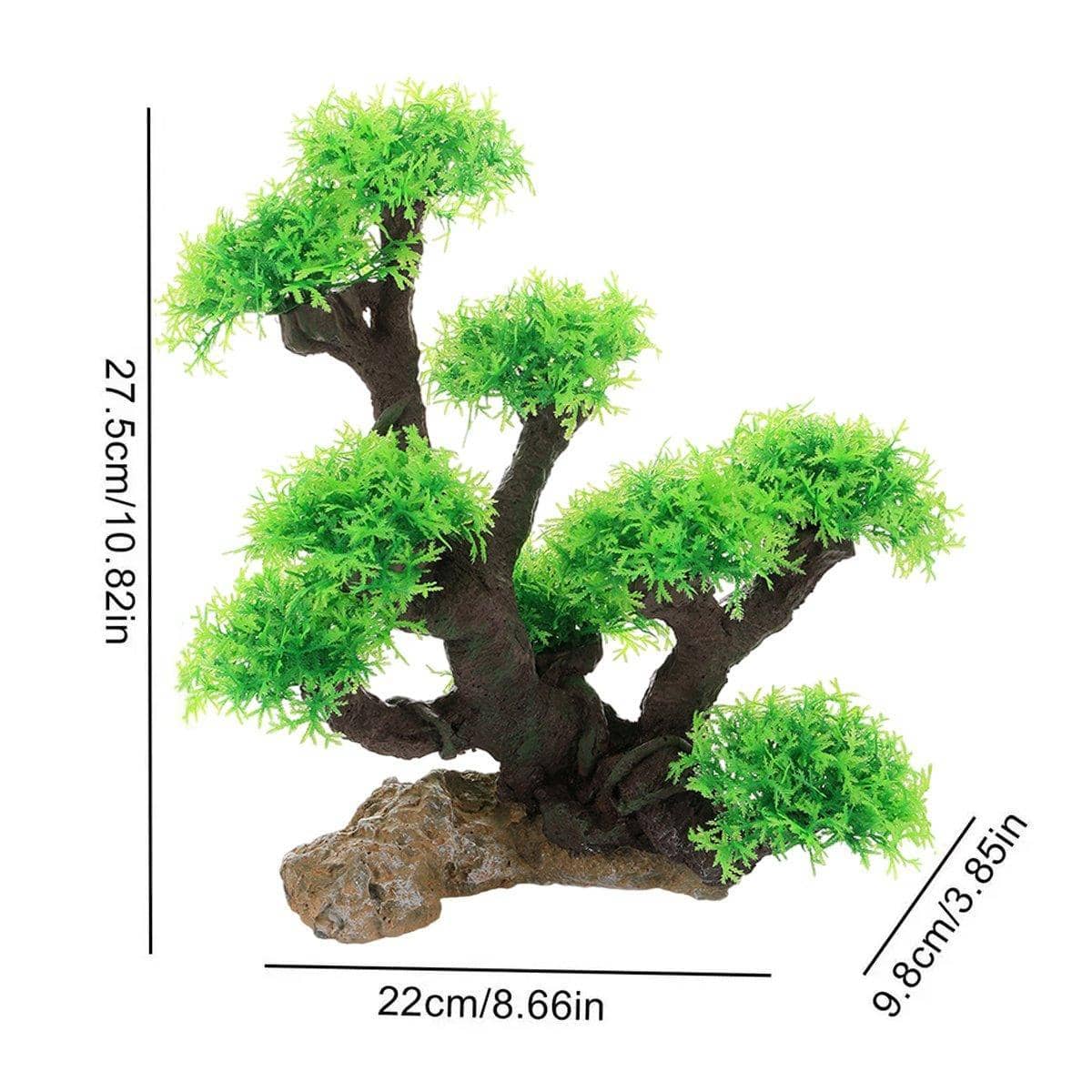Resin Aquarium Tree Decoration with Rockery Base - Green - view 4