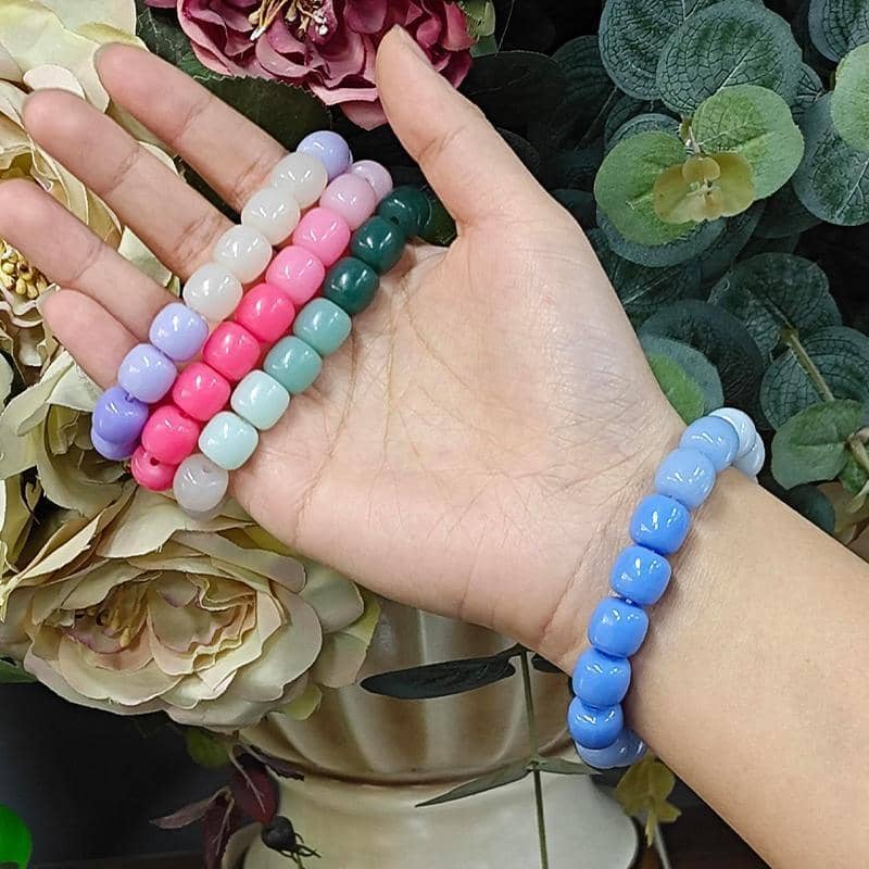 Resin Bead Stretch Bracelet - Green - view 5