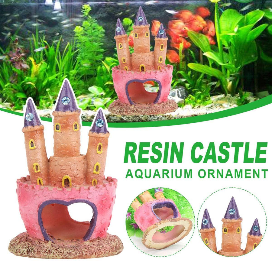 Resin Castle Aquarium Ornament with Hideout for Small Fish