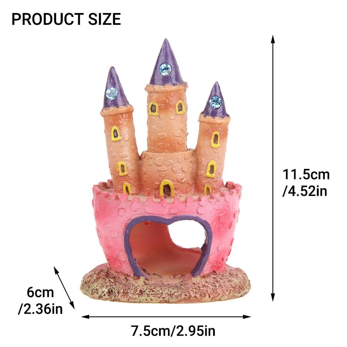Resin Castle Aquarium Ornament with Hideout for Small Fish - view 3