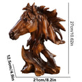 Resin Horse Head Animal Figurine for Home and Office Decor, Brown - view 3