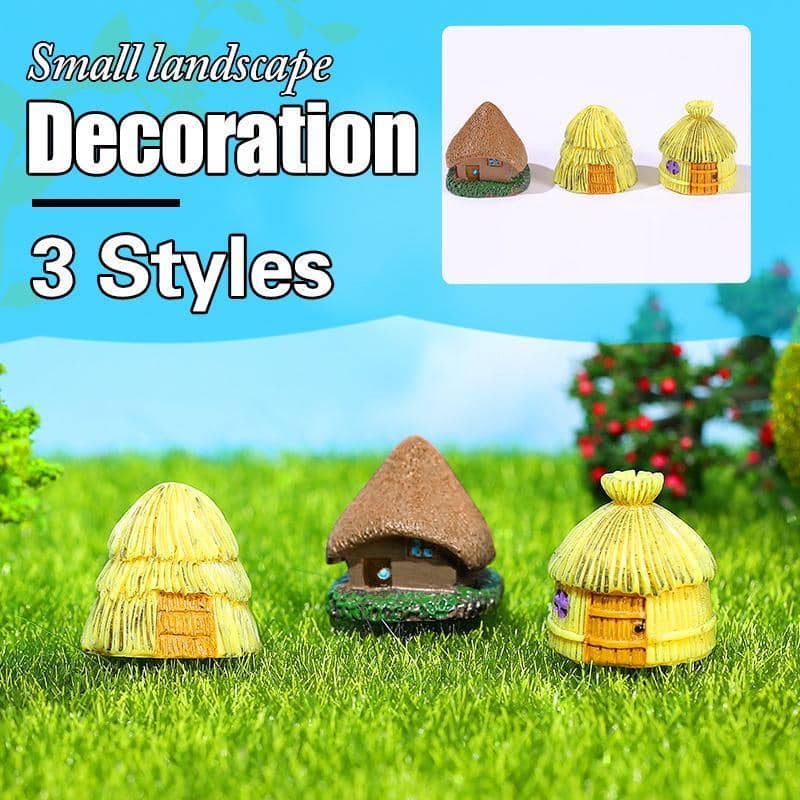Resin Miniature Brown Thatched Cottage Figurine - 2.6 x 2.6 x 2.5 cm - view 2