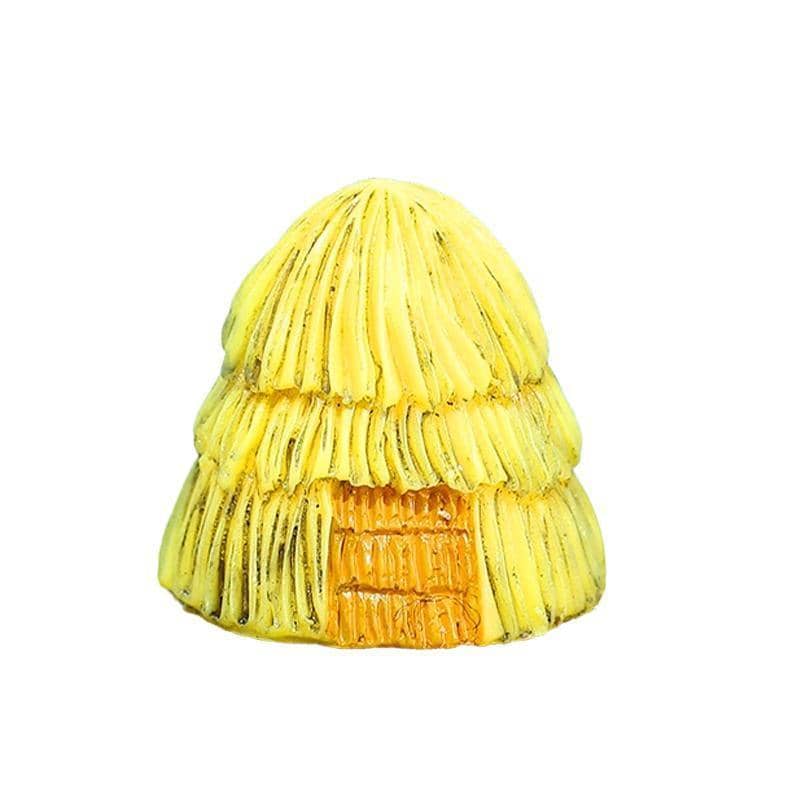 Resin Miniature Yellow Thatched Cottage Figurine - 2.5 x 2.5 x 2.3 cm