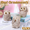 Resin Owl Ornaments Home Decor Figurines Set of 3 for Living Room and Desk