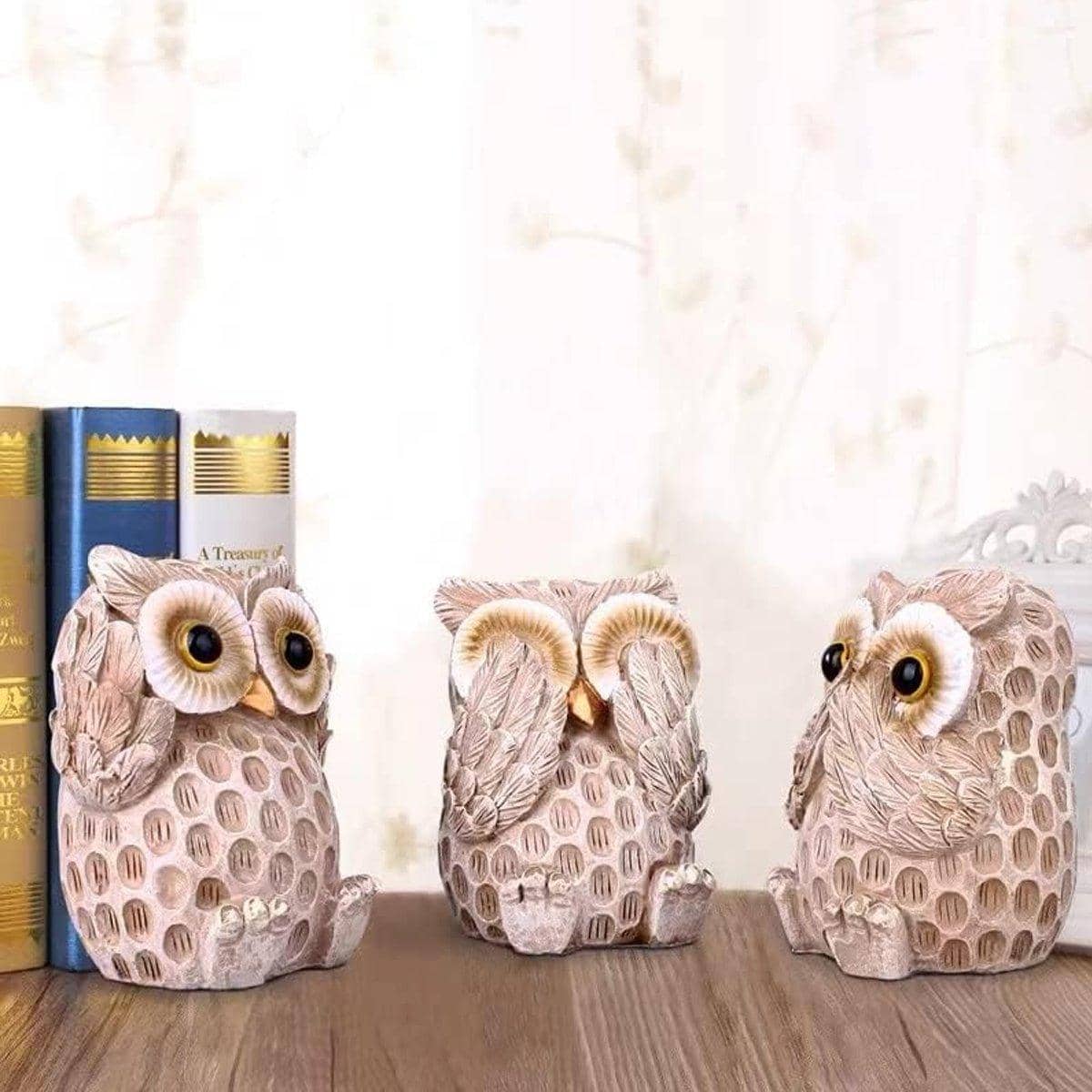 Resin Owl Ornaments Home Decor Figurines Set of 3 for Living Room and Desk - view 4
