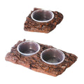Resin Reptile Feeding Bowl - Double Basin, Brown Bark Texture - view 3