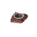 Resin Reptile Feeding Bowl - Single Basin, Brown Bark Texture