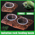 Resin Reptile Feeding Bowl - Single Basin, Brown Bark Texture - view 4