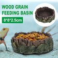 Resin Reptile Feeding Dish with Wood Grain Finish, 8 x 8 x 2.5 cm