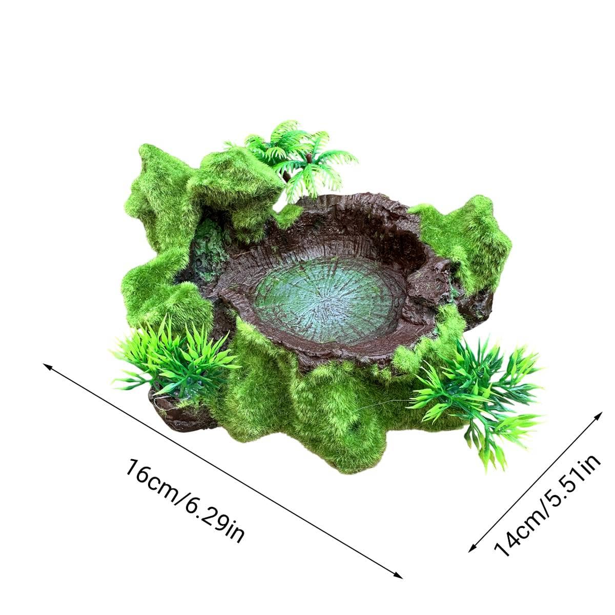 Resin Reptile Water and Feeding Basin - Mossy Rock Terrarium Dish - view 3
