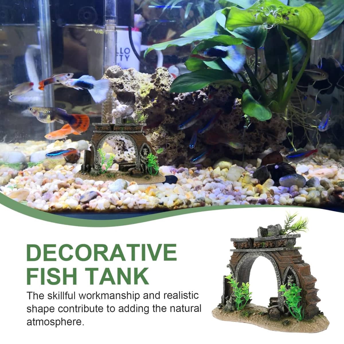 Resin Ruined Archway Aquarium Decoration for Fish and Shrimp - view 4