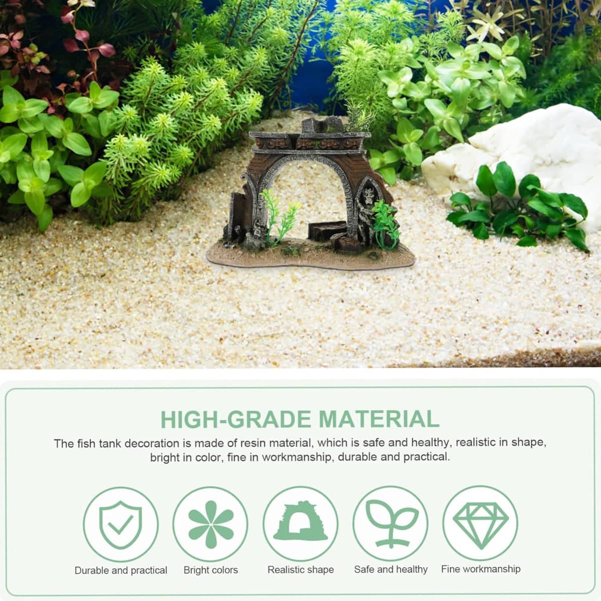 Resin Ruined Archway Aquarium Decoration for Fish and Shrimp - view 5