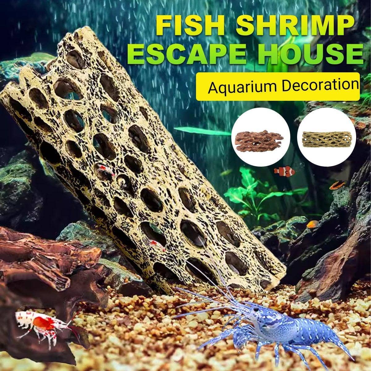 Resin Shrimp House Aquarium Decoration Escape Tank - Small (10.5cm x 5.5cm x 4.5cm) - view 2