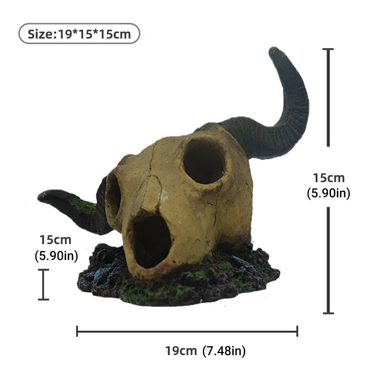 Resin Skull Aquarium Decoration with Hiding Spot for Fish Tanks and Reptile Habitats - view 3