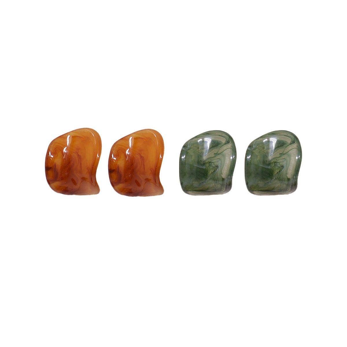 Resin Square Earrings Modern Geometric Design for Women and Girls - Brown - view 3
