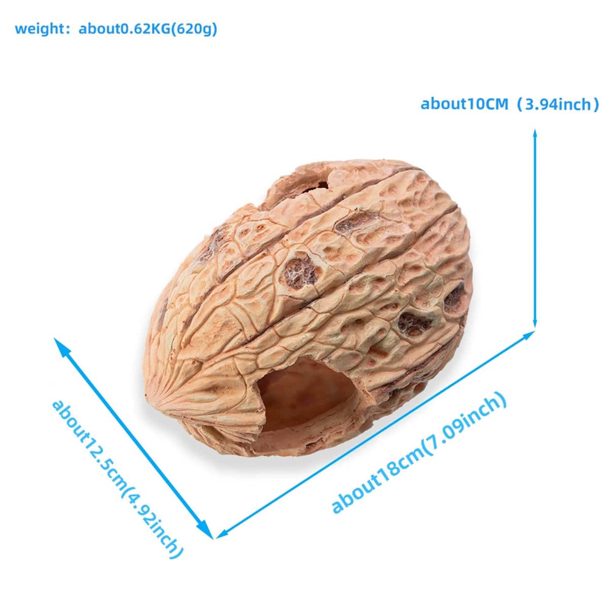 Resin Walnut Hideout for Reptiles and Small Pets - view 3