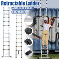 Retractable Aluminium Alloy Ladder with Anti Slip Pedals and Stabiliser Bar - 320 cm - view 2