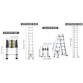 Retractable Aluminium Alloy Ladder with Anti Slip Pedals and Stabiliser Bar - 320 cm - view 4