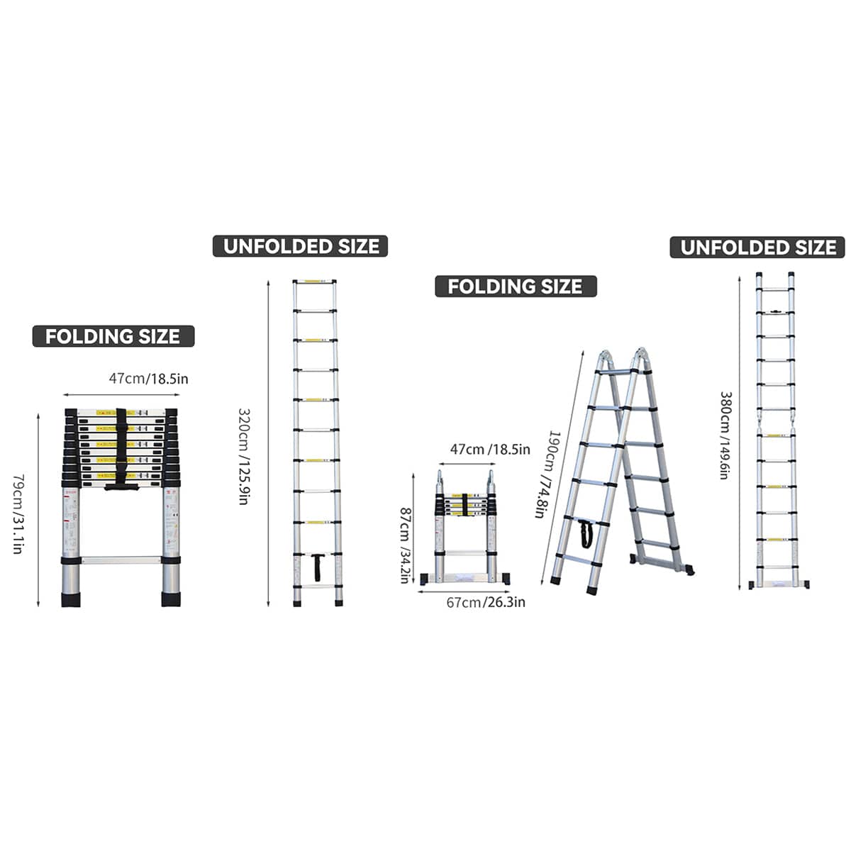 Retractable Aluminium Alloy Ladder with Anti Slip Pedals and Stabiliser Bar - 320 cm - view 4