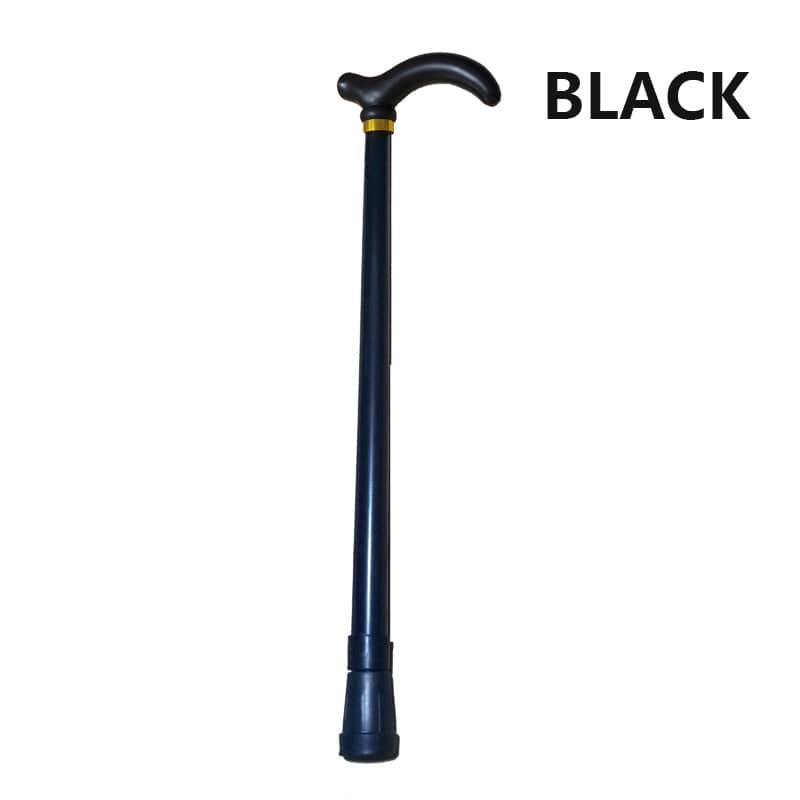 Retractable Aluminium Walking Stick with Adjustable Height - Black