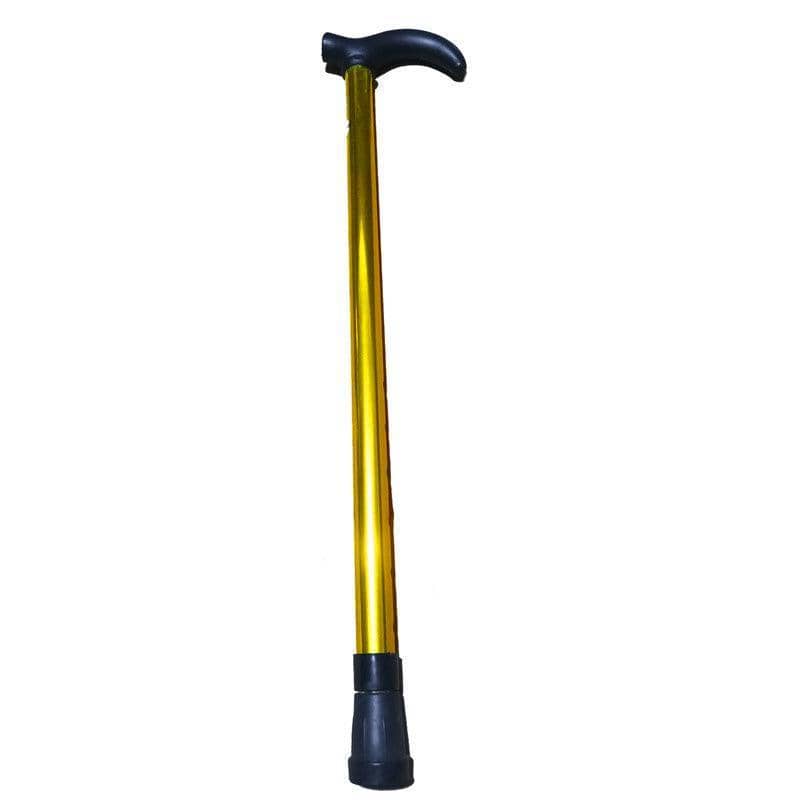 Retractable Aluminium Walking Stick with Adjustable Height - Yellow