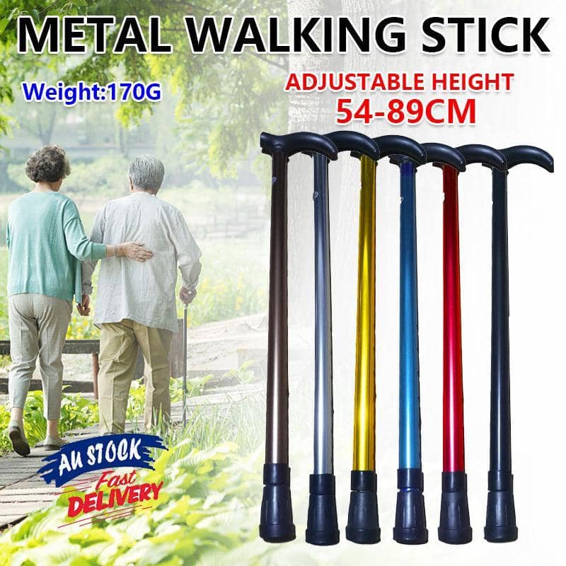 Retractable Aluminium Walking Stick with Adjustable Height - Yellow - view 2