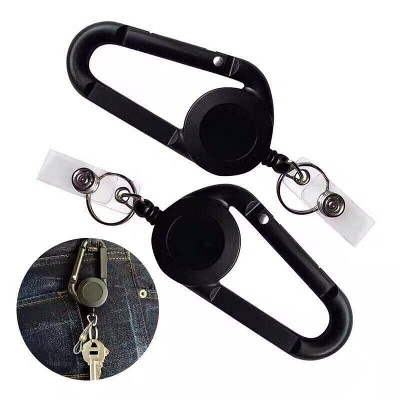 Retractable Badge Holder Reel, Pack of 2, 9 x 4.2cm - Black - view 5