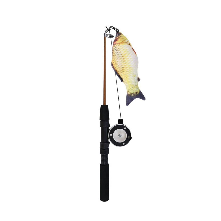 Retractable Cat Fishing Rod Toy - Crucian Carp, Golden Yellow